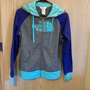 Full-zip North Face hooded sweatshirt